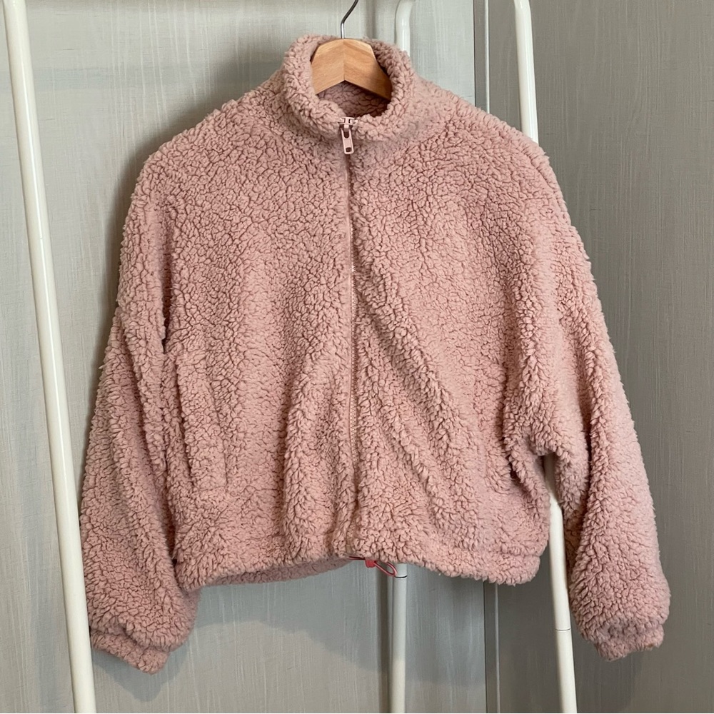Urban Outfitters dusty pink teddy jacket